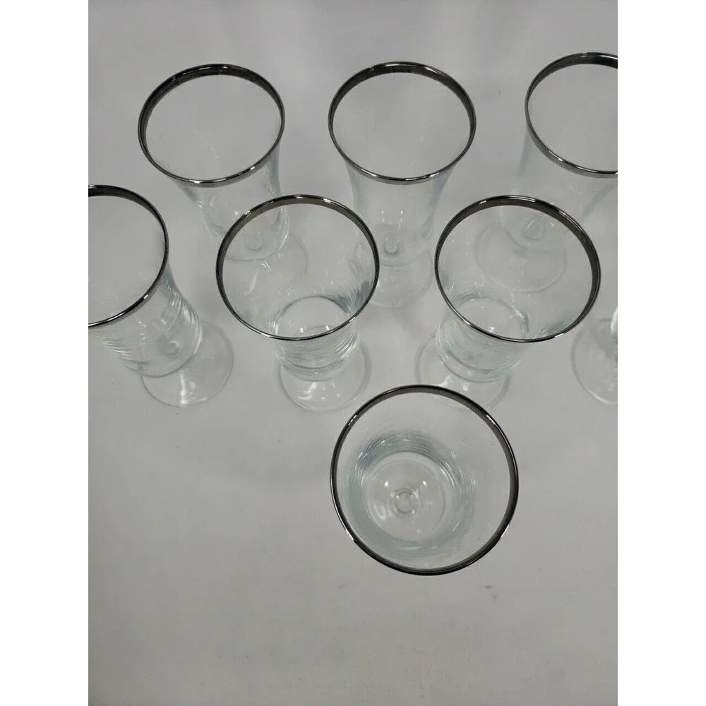 French Crystal Platinum Rim Cocktail or Dessert Parfait Glasses Marked France